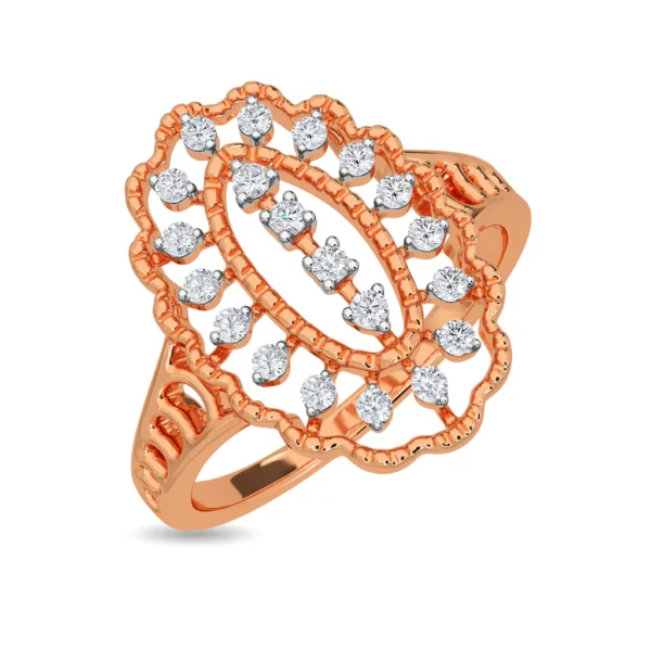 Elegant Marquise Lattice Lab Diamond Ring in Yellow Gold - Image 5
