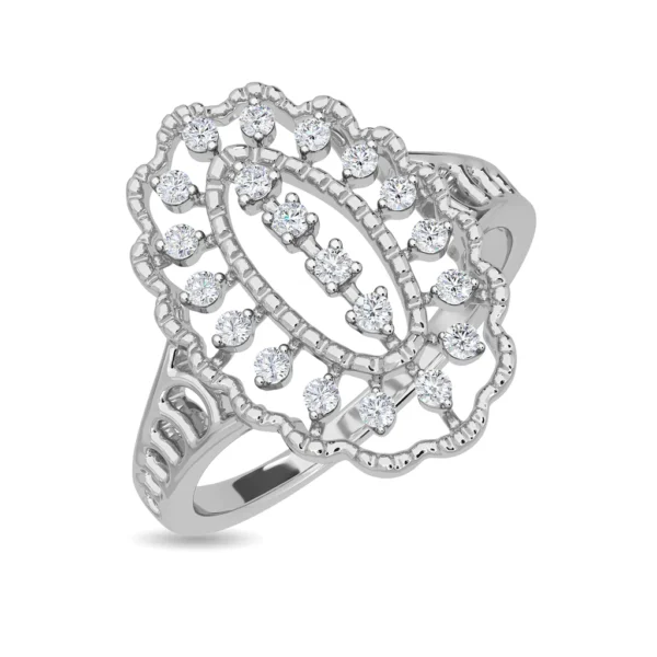 Elegant Marquise Lattice Lab Diamond Ring in Yellow Gold - Image 3