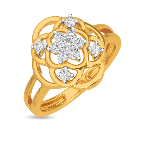 Elegant Symmetry Lab Diamond-Encrusted Yellow Gold Ring