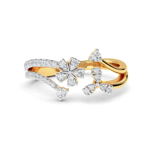 Floral Brilliance Diamond Gold Engagement Ring - Image 5