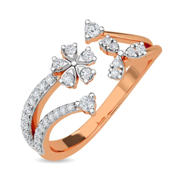 Floral Brilliance Diamond Gold Engagement Ring - Image 4