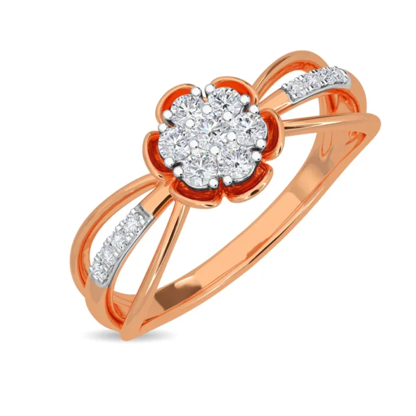 Floral Halo Lab Diamond Ring in Gold - Image 5
