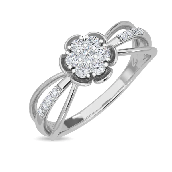 Floral Halo Lab Diamond Ring in Gold - Image 4