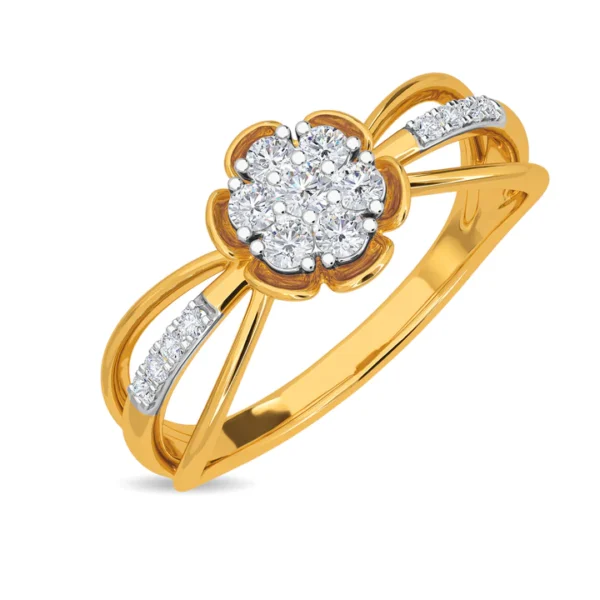 Floral Halo Lab Diamond Ring in Gold
