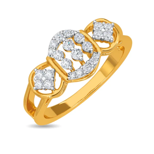 Geometric Elegance Lab Diamond Pave Ring in Yellow Gold