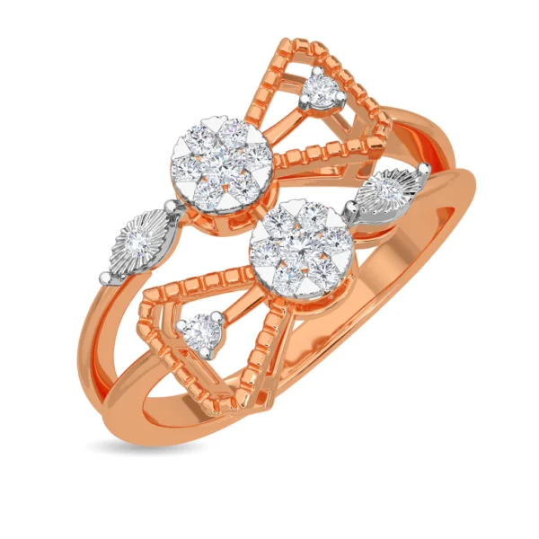 Geometric Elegance Intertwined Gold Band with Lab Diamond Clusters - Image 4