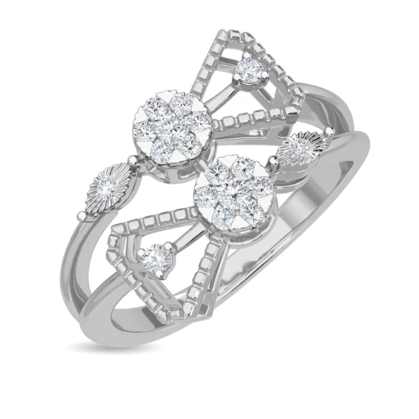 Geometric Elegance Intertwined Gold Band with Lab Diamond Clusters - Image 3