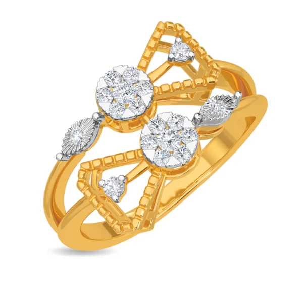 Geometric Elegance Intertwined Gold Band with Lab Diamond Clusters
