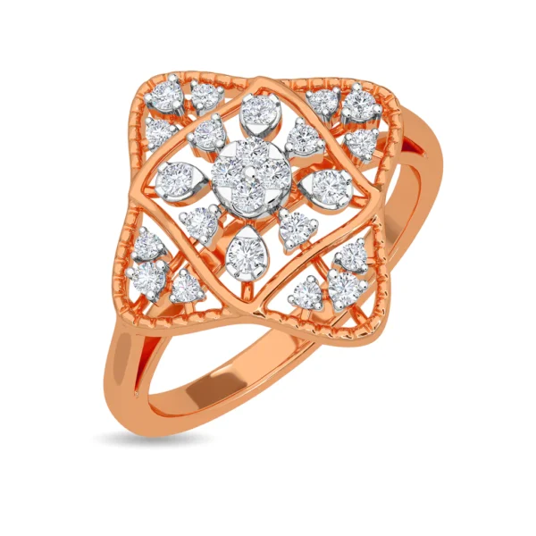 Geometric Nature Elegance Gold Lab Diamond Ring - Image 5