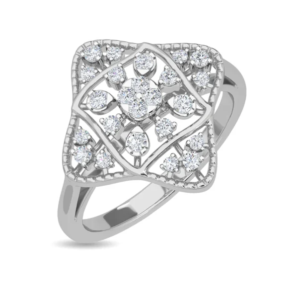 Geometric Nature Elegance Gold Lab Diamond Ring - Image 4