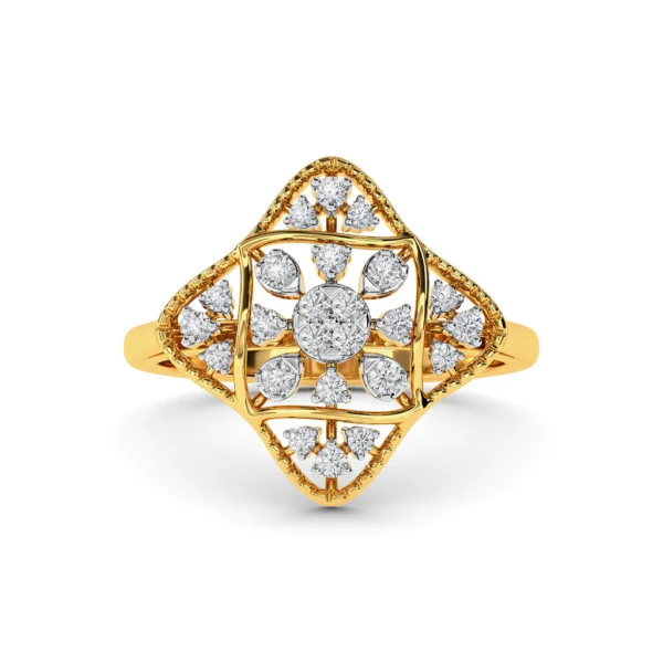 Geometric Nature Elegance Gold Lab Diamond Ring - Image 3