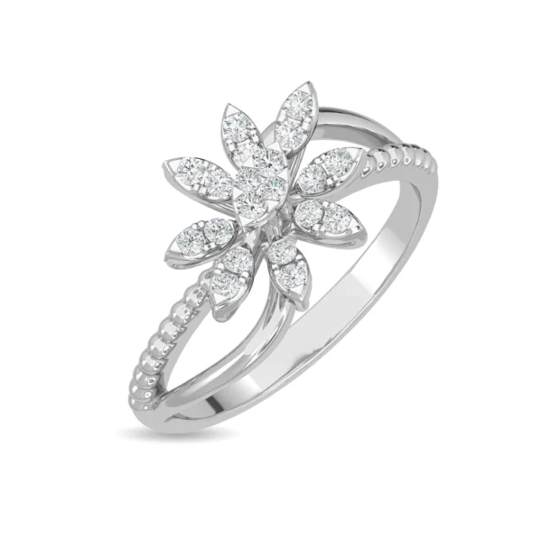 Glittering Floral Blossom Gold Lab Diamond Ring - Image 4