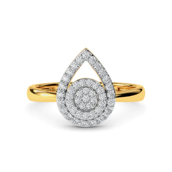 Gold Alluring Drop Lab Diamond Finger Ring - Image 5