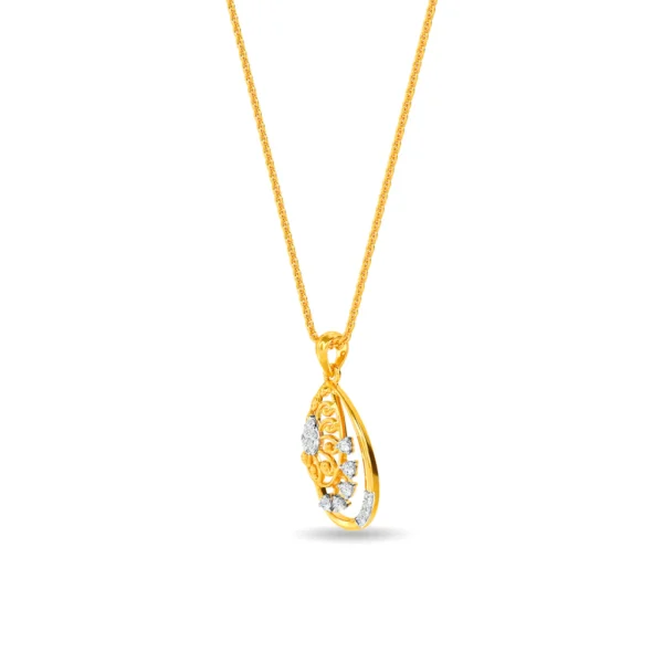 Gold Lab Diamond Filigree Teardrop Pendant For Women - Image 4
