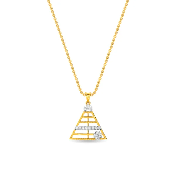Gold Lab Diamond Geometric Elegance Pyramid Pendant