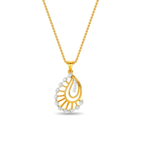 Gold Diamond Peacock Feather Pendant