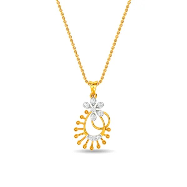 Gold Lab Diamond Radiant Abstract Figure Pendant