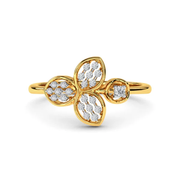 Gold Lab Diamond Sparkling Fortune Clover Ring - Image 5