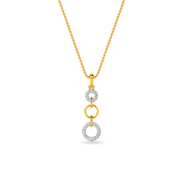 Gold Lab Diamond Triple Circle Elegance Pendant