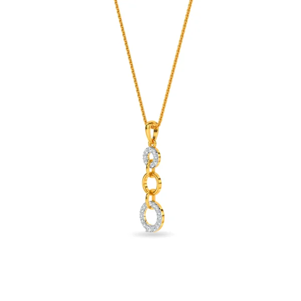 Gold Lab Diamond Triple Circle Elegance Pendant - Image 4