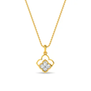 Gold Four-Petaled Flower Lab Diamond Cluster Pendant