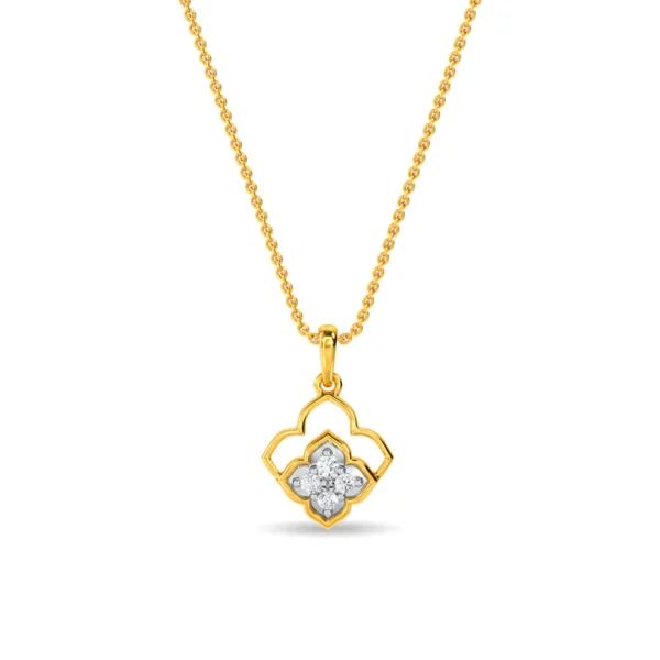 Gold Four-Petaled Flower Lab Diamond Cluster Pendant