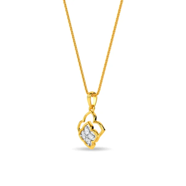 Gold Four-Petaled Flower Lab Diamond Cluster Pendant - Image 2