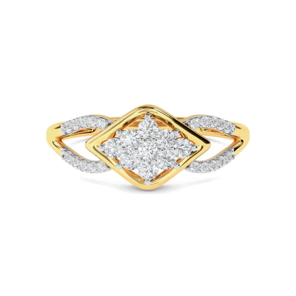 Gold Modern Twisted Elegance Lab Diamond Cluster Ring - Image 5