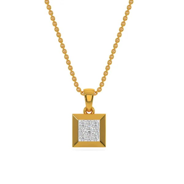 Gold Lab Diamond Simple Square Pendant