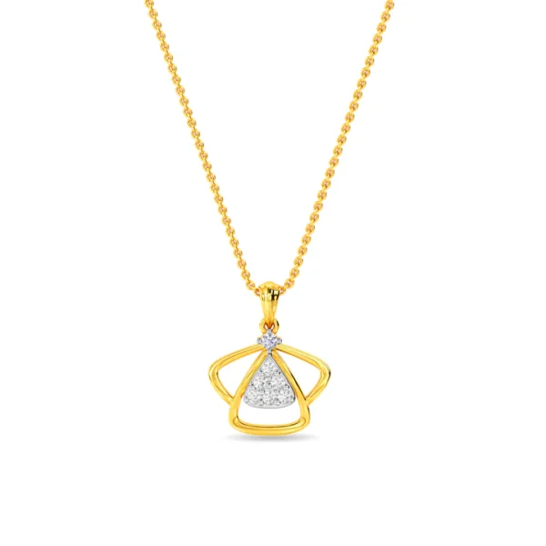 Gold-Toned Inverted Triangle Pendant with Lab Diamonds Cluster