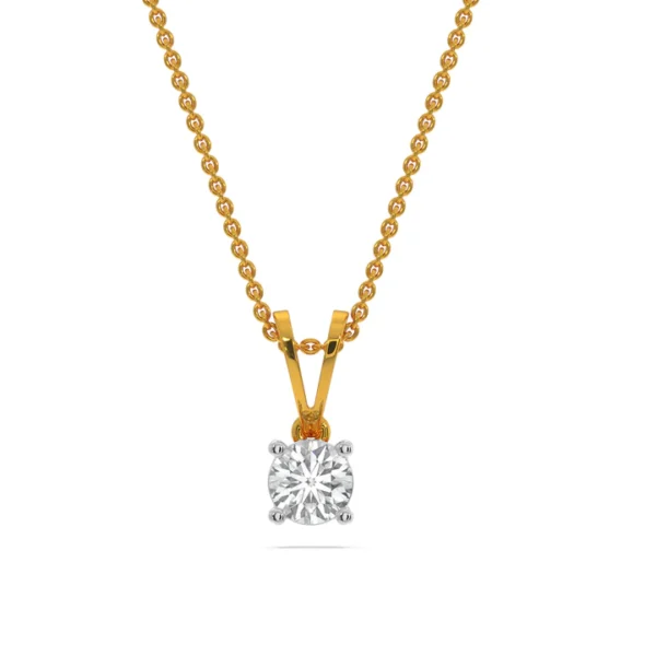 Golden Solitaire Diamond Sparkle Pendant