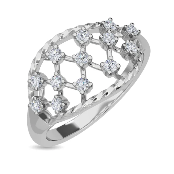 Intricate Lattice Design Gold Lab Diamond Ring - Image 4