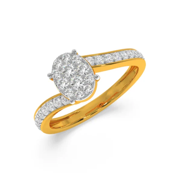 Oval Illusion Lab Diamond Cluster Ring in Yellow Gold