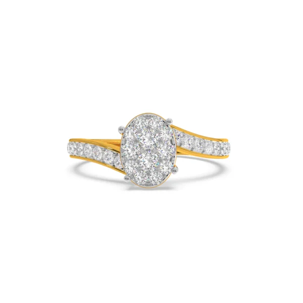 Oval Illusion Lab Diamond Cluster Ring in Yellow Gold - Image 3