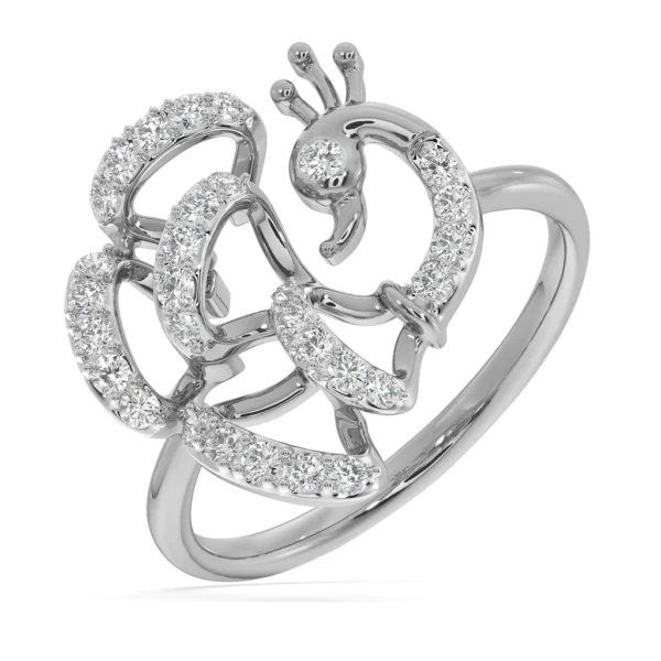Peacock Mayur Gold Lab Grown Diamond Ring - Image 4