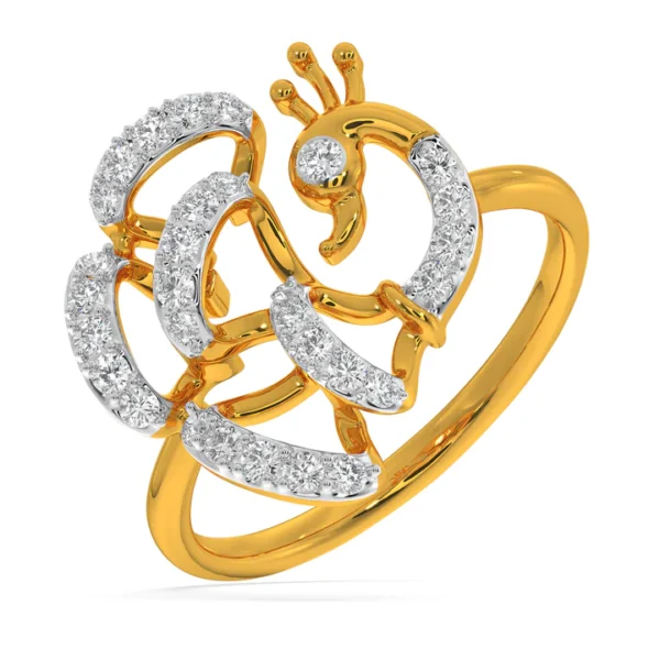 Peacock Mayur Gold Lab Grown Diamond Ring - Image 3