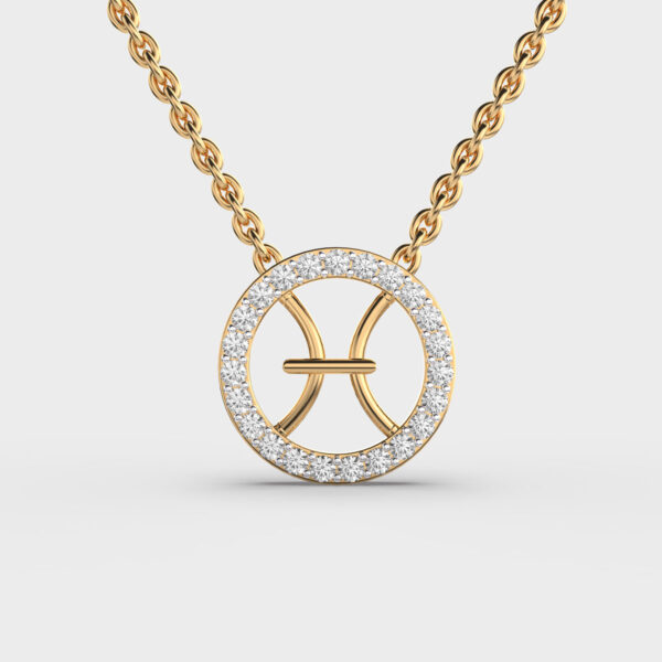 Pisces Zodiac Gold Lab Diamond Pendant (With Chain)