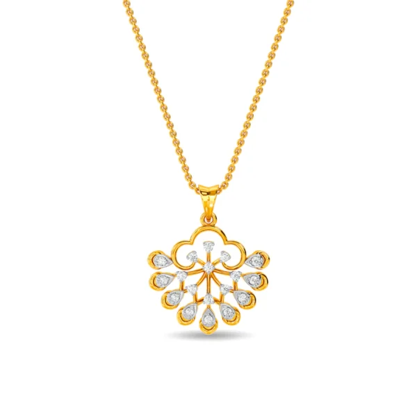 Radiant Clover Gold Sparkling Lab Diamond Pendant