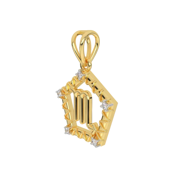 Scorpio Zodiac Sun Sign Gold Diamond Pendant - Image 4