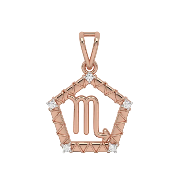 Scorpio Zodiac Sun Sign Gold Diamond Pendant - Image 3