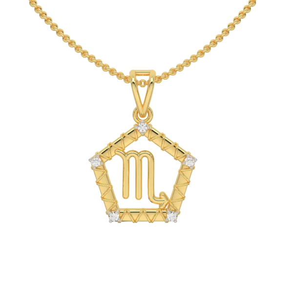 Scorpio Zodiac Sun Sign Gold Diamond Pendant