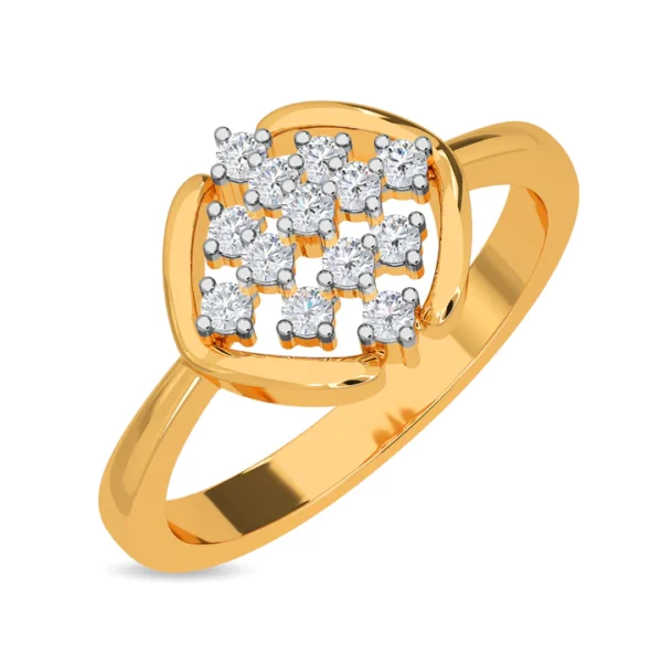 Stellar Elegance Yellow Gold Lab Diamond Cluster Ring