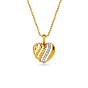 Stylized Heart Shape Gold Lab Diamond Pendant