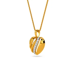 Stylized Heart Shape Gold Diamond Pendant for gift her – PE223