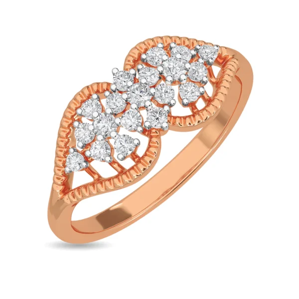 Symmetrical Double Heart Lab Diamond Ring in Yellow Gold - Image 4