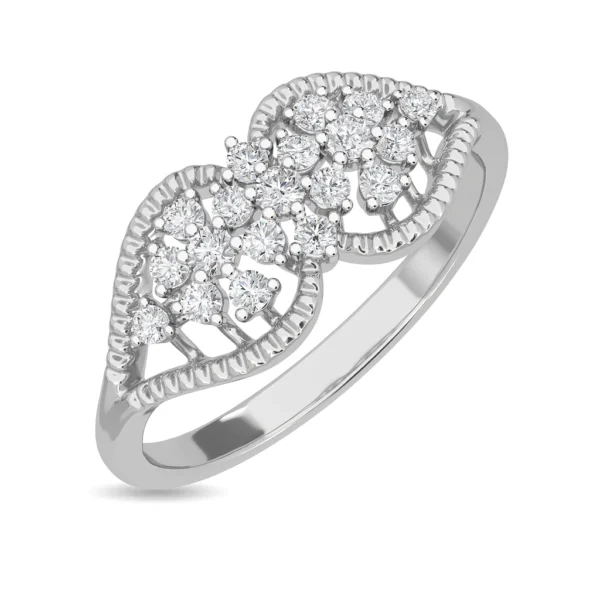 Symmetrical Double Heart Lab Diamond Ring in Yellow Gold - Image 3