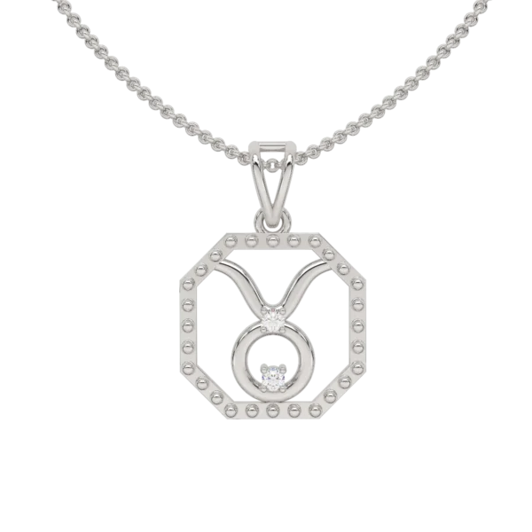 Taurus Zodiac Sun Sign Gold Diamond Pendant - Image 3
