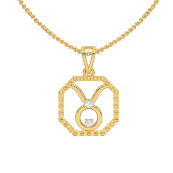 Taurus Zodiac Sun Sign Gold Diamond Pendant
