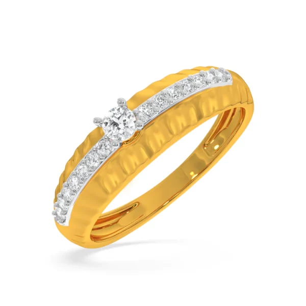 Textured Yellow Gold Lab Diamond Engagement Ring