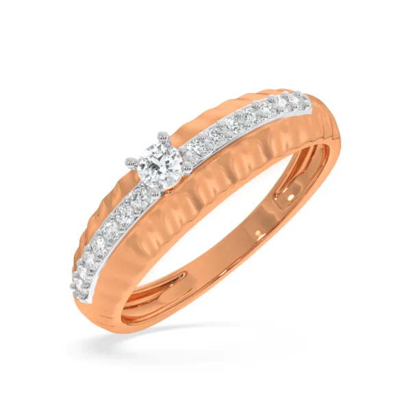Textured Yellow Gold Lab Diamond Engagement Ring - Image 4